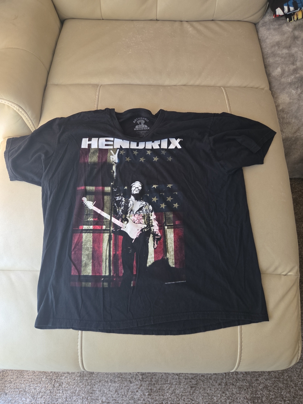 Authentic Hendrix Jimi Hendrix T Shirt American Flag Peace Sign Mens Size XXL